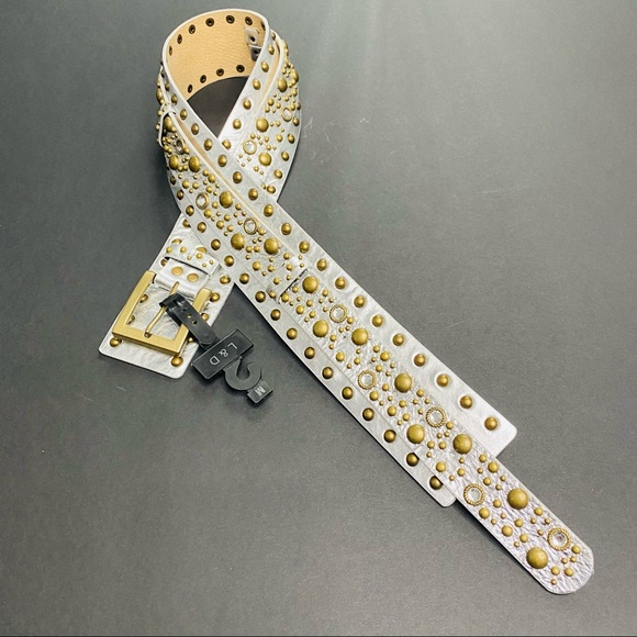L & D Studded Italian Leather Belt- Size M - Picture 9 of 14